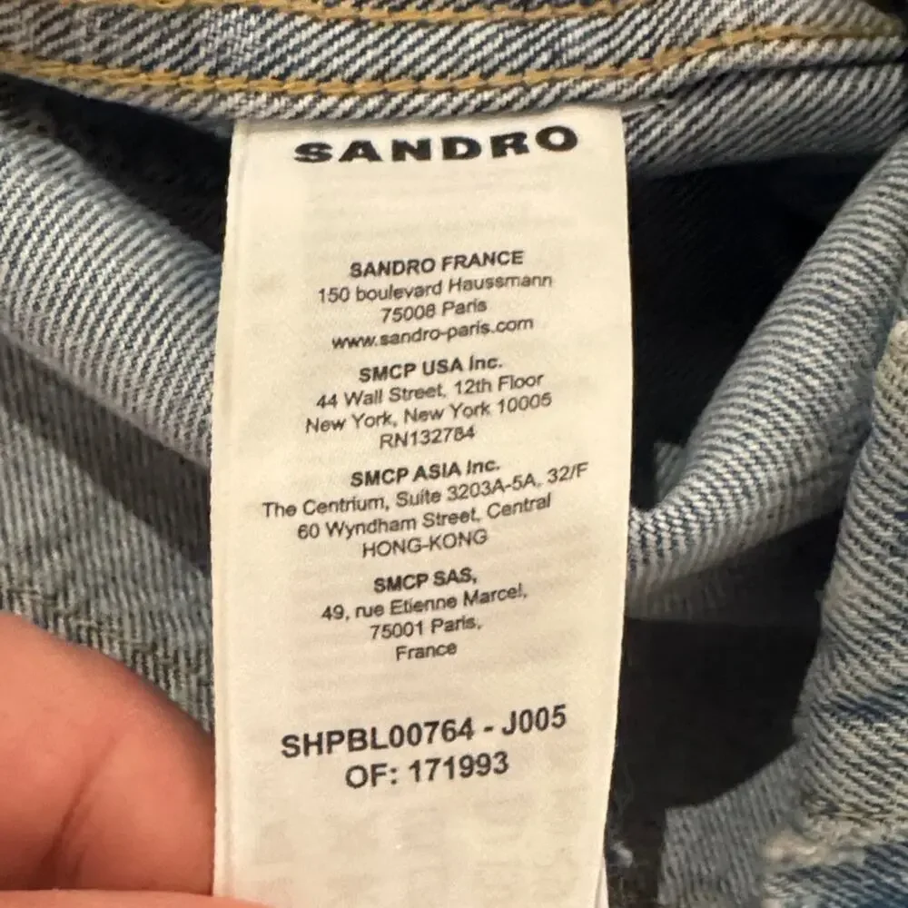 Sandro Paris Denim Worker Jacket – Light Wash Chore Jacket – NWT - Picture 3 of 12